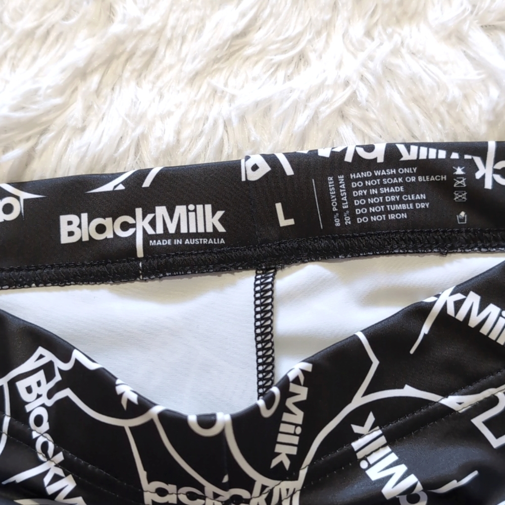 Blackmilk Sticker Print HWMF Black & White Logo High Waist Leggings Size Large - Picture 10 of 14